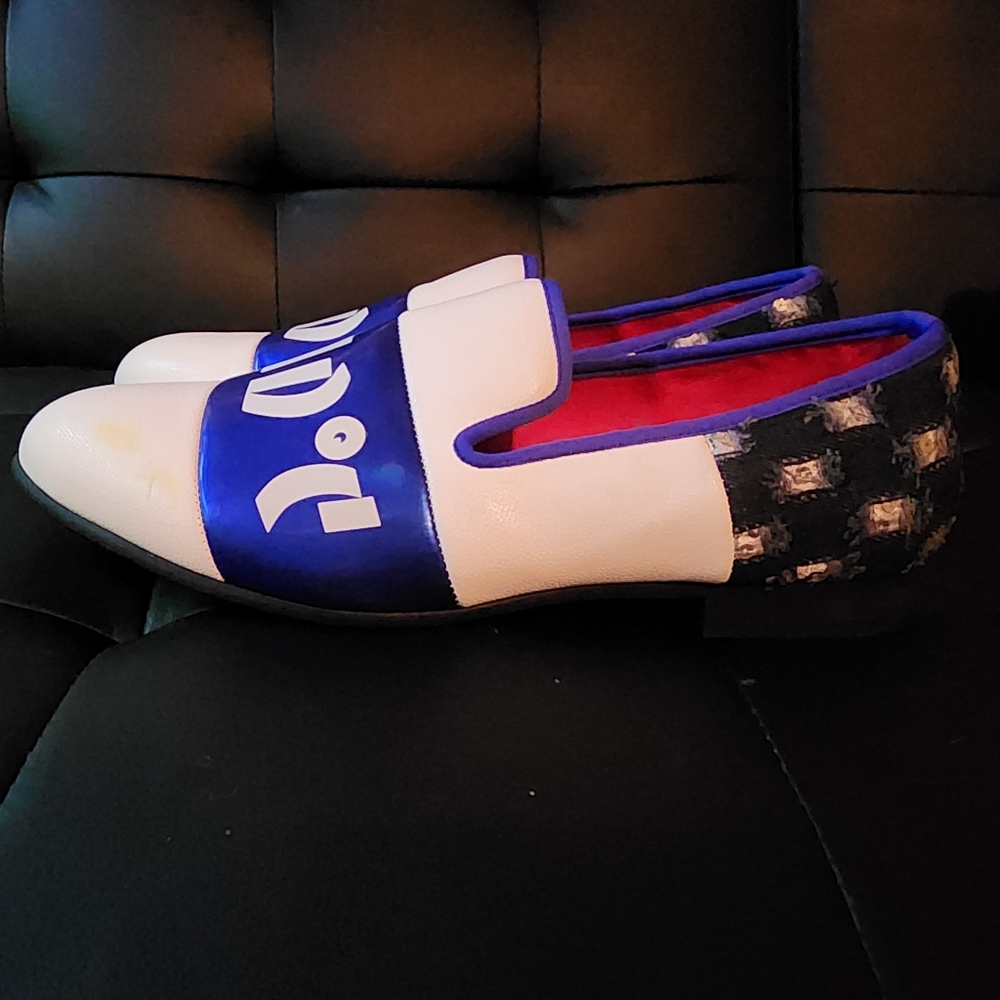 JITAI Men Loafers Dress Shoes Luxury Royal Blue White 12